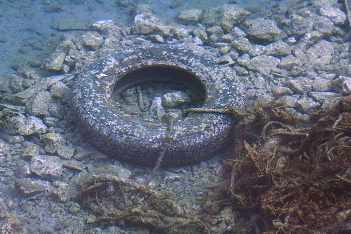 Tire debris in the ocean